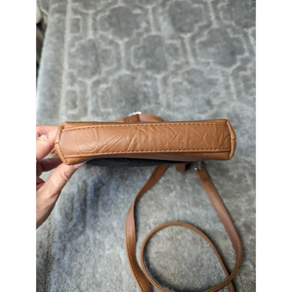 Stone & Co Black & Brown PVC Leather Crossbody Purse Adjustable Strap Bag travel